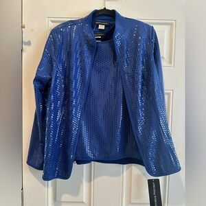 A Dressing Woman Shimmering Blue Sequin 2 Piece Jacket-New